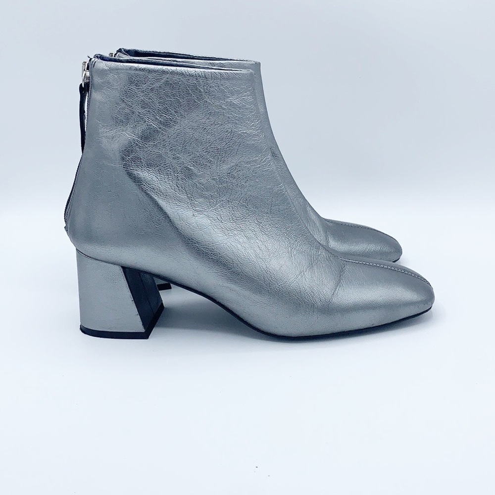 Topshop Metallic Silver Ankle Booties
